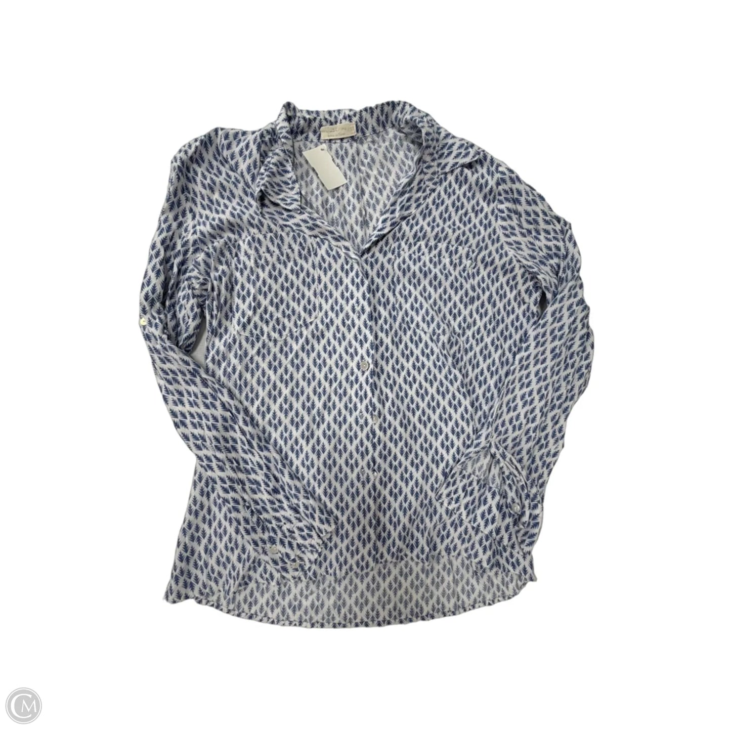 Top Long Sleeve By Just Living In Blue & White, Size: L