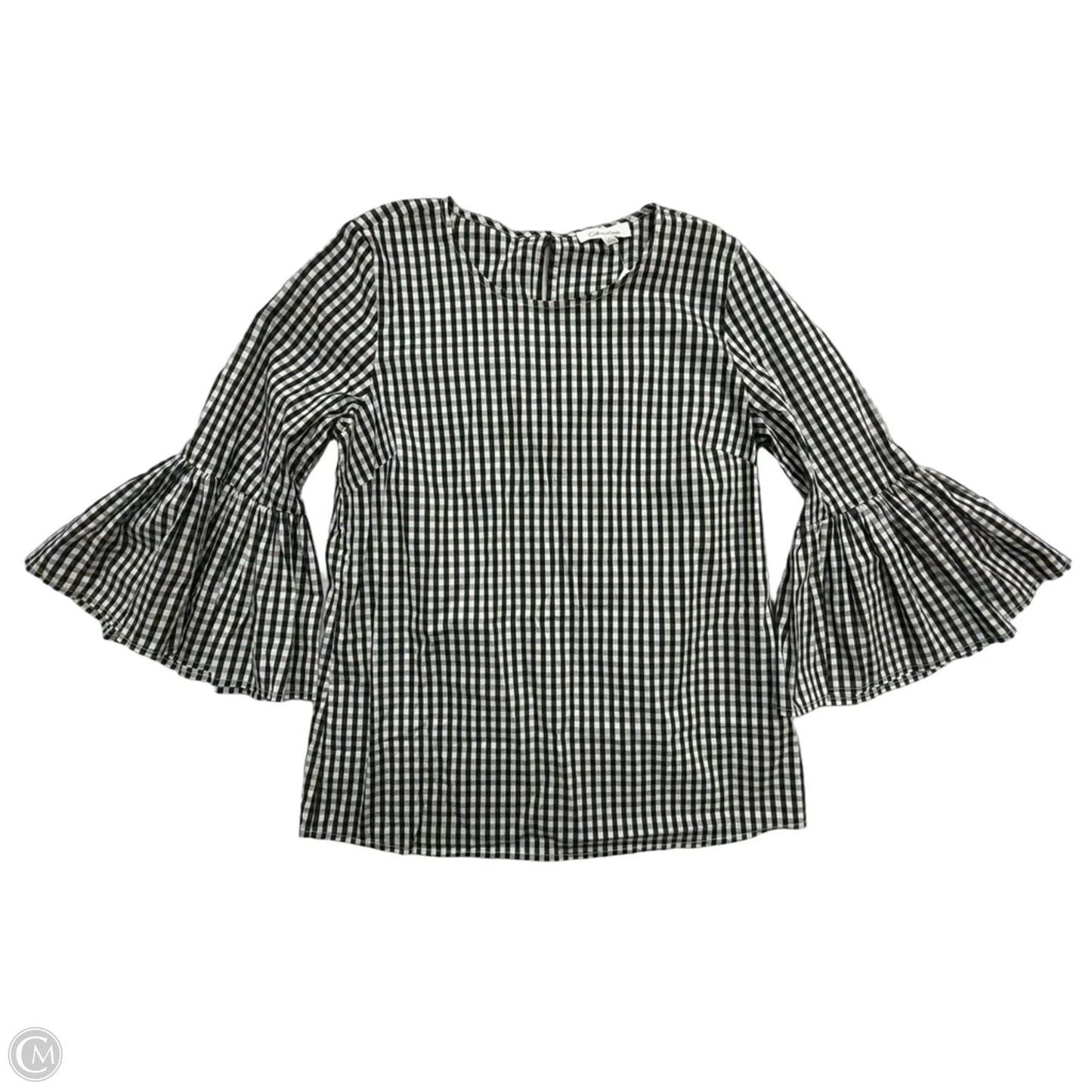 Top Long Sleeve By Calvin Klein In Plaid Pattern, Size: S