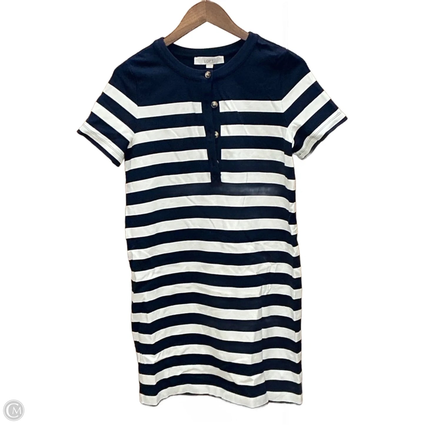 Dress Casual Midi By Loft In Striped Pattern, Size: S