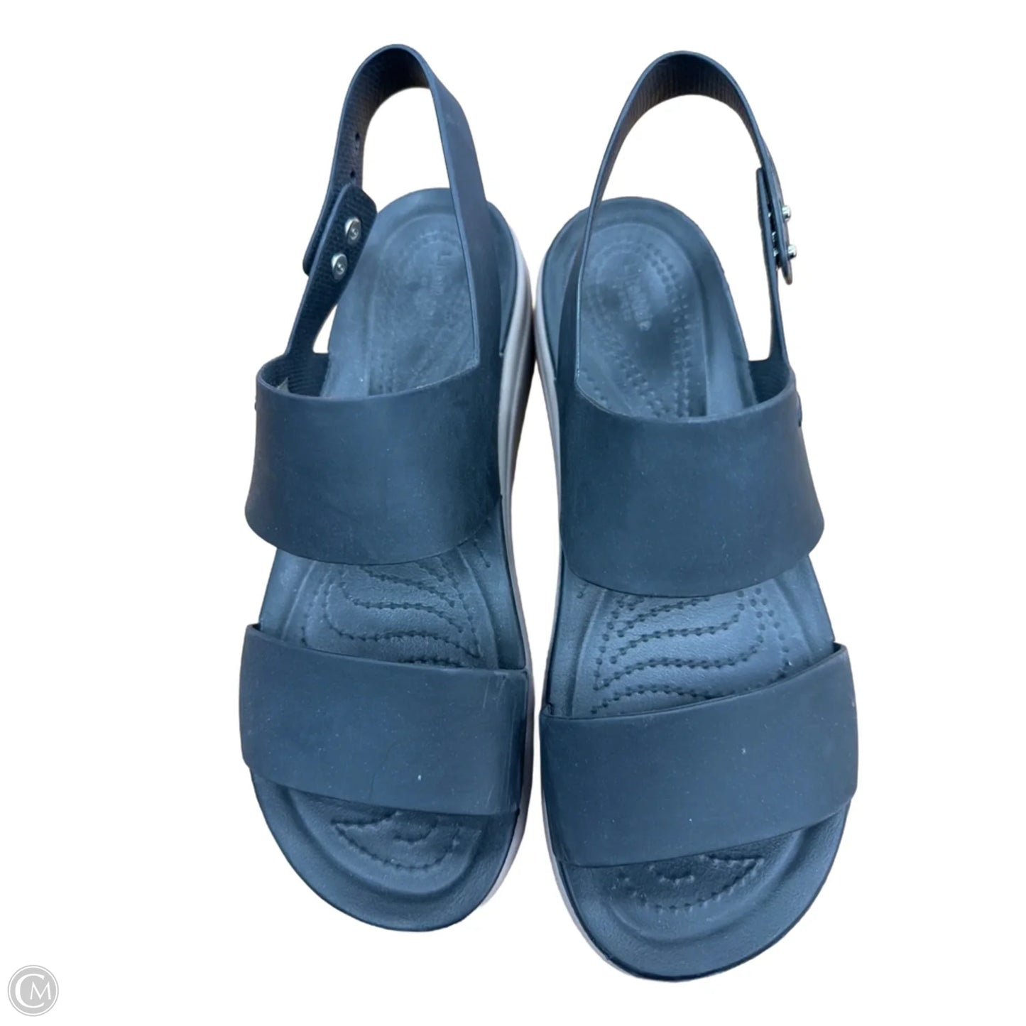 Sandals Flats By Crocs In Black, Size: 8