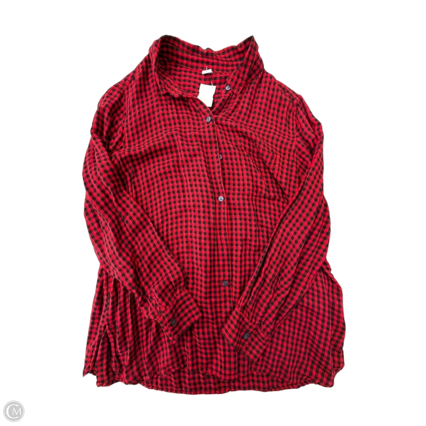 Top Long Sleeve By Old Navy In Plaid Pattern, Size: Xl
