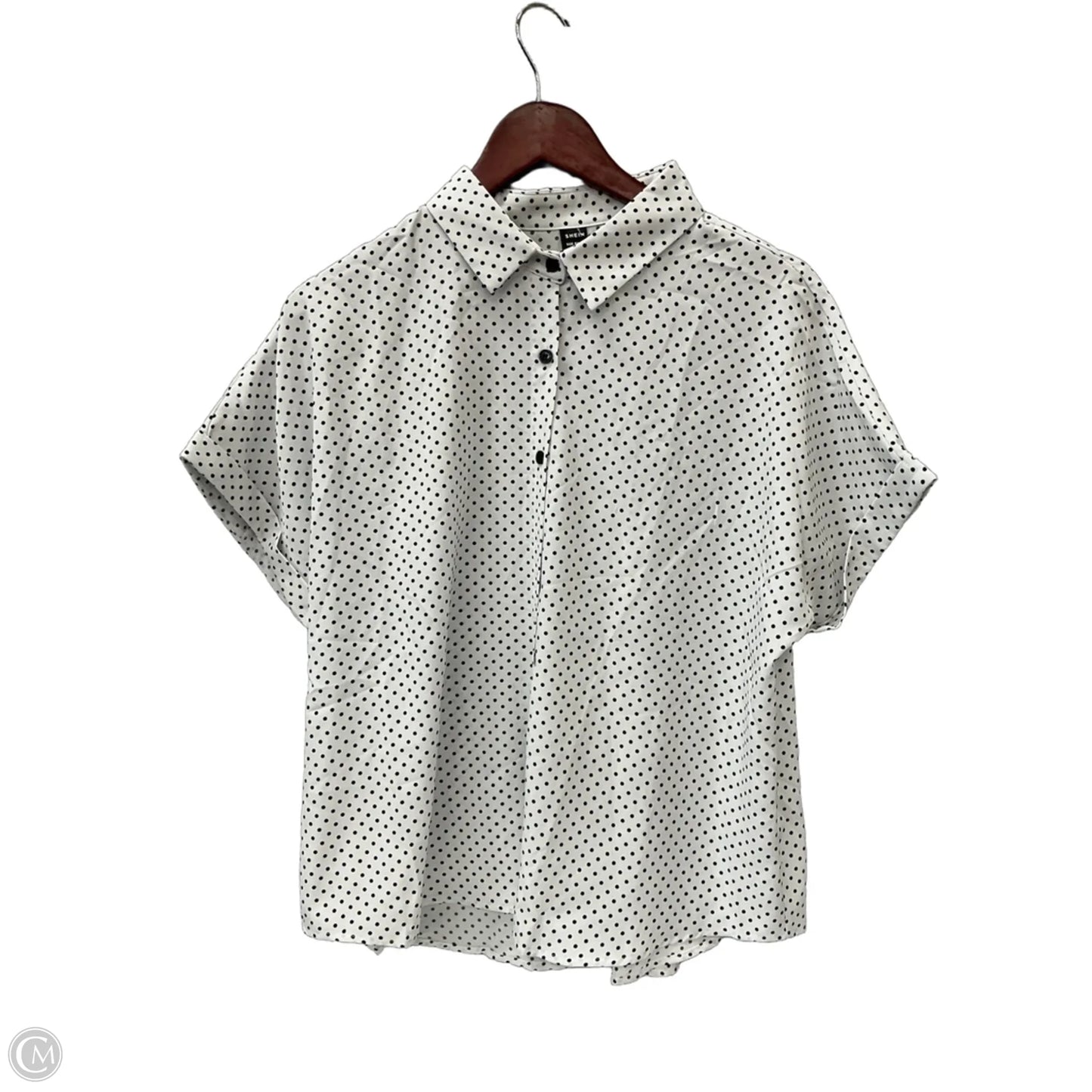 Top Short Sleeve By Shein In Polkadot Pattern, Size: L