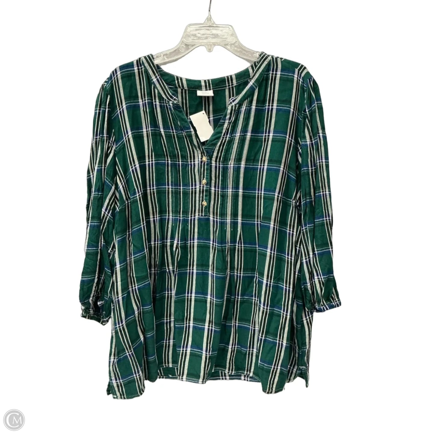 Top Long Sleeve By Croft And Barrow In Plaid Pattern, Size: 2x