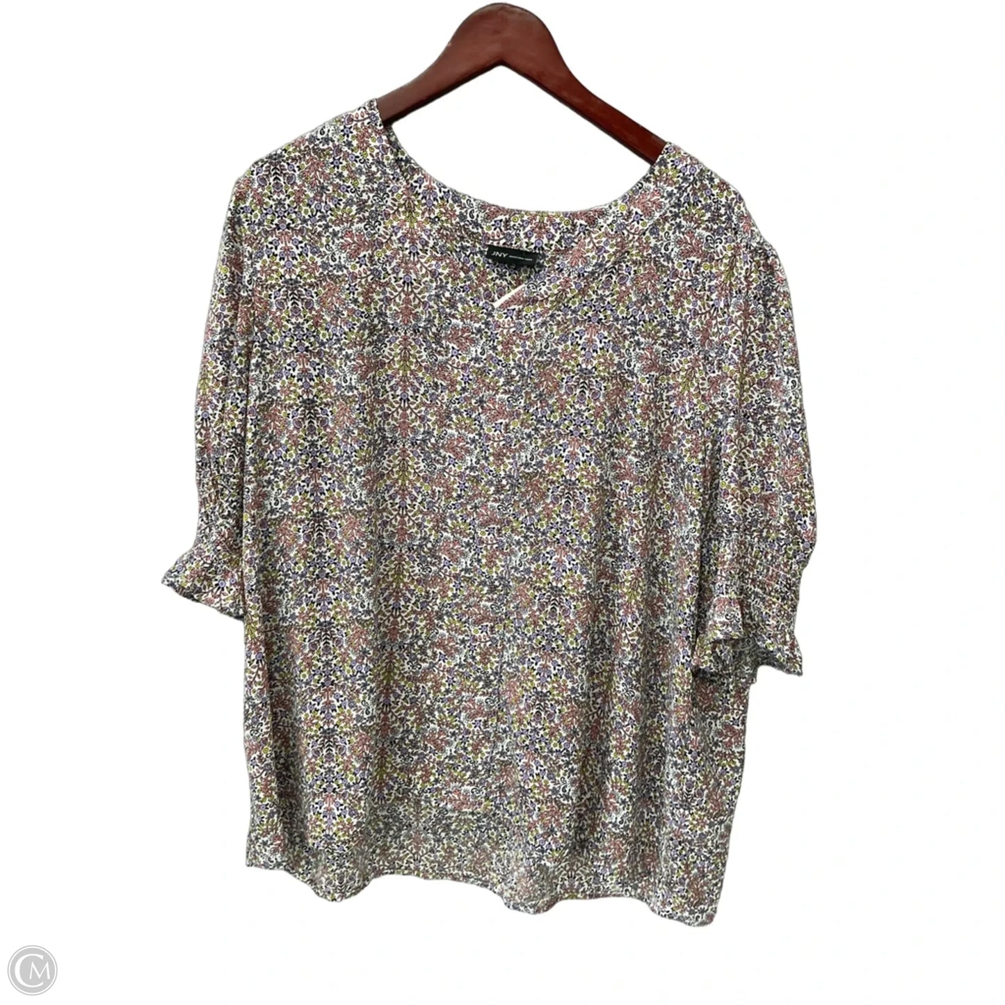 Top 3/4 Sleeve By Jones New York In Floral Print, Size: 2x