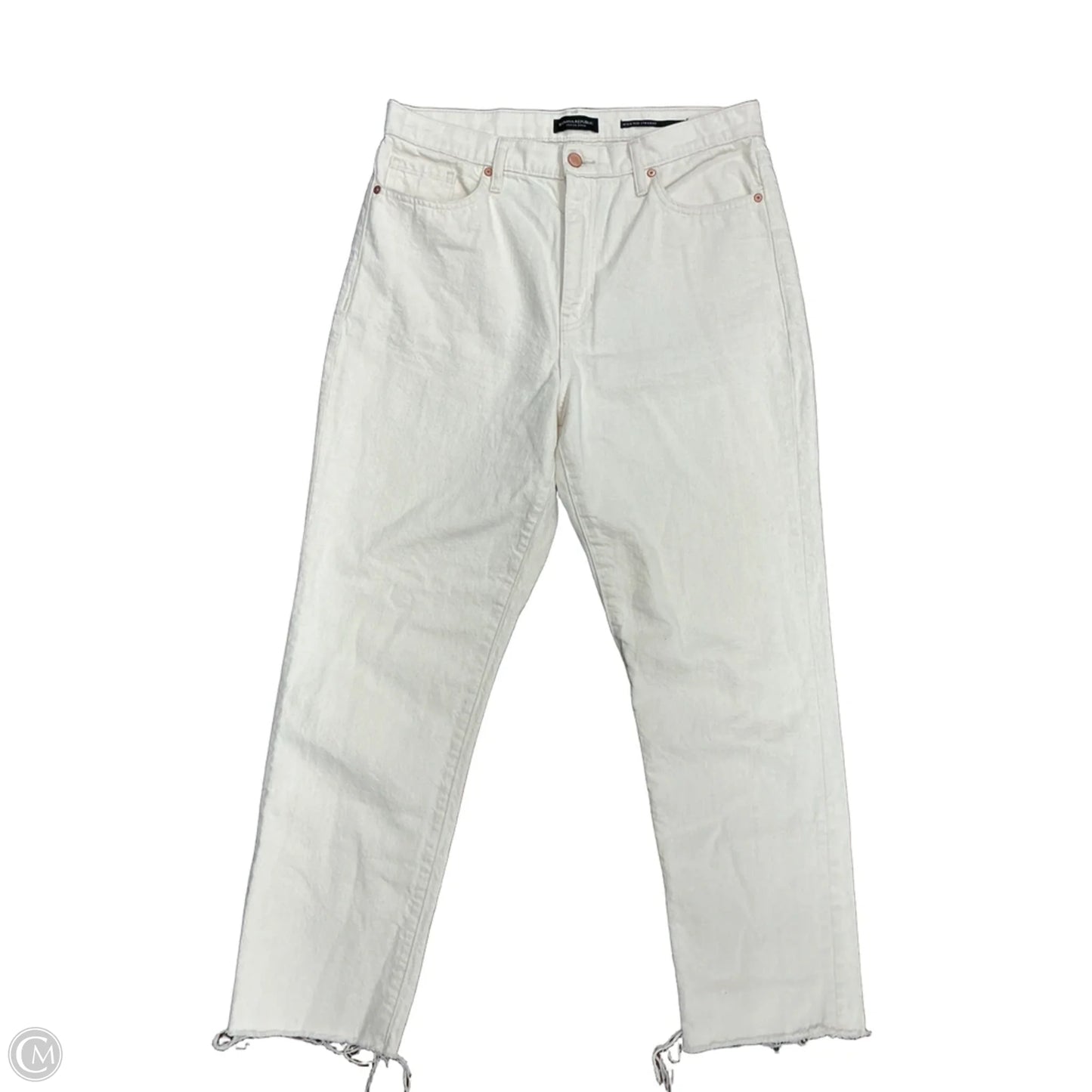 Jeans Straight By Banana Republic In Cream Denim, Size: 12l