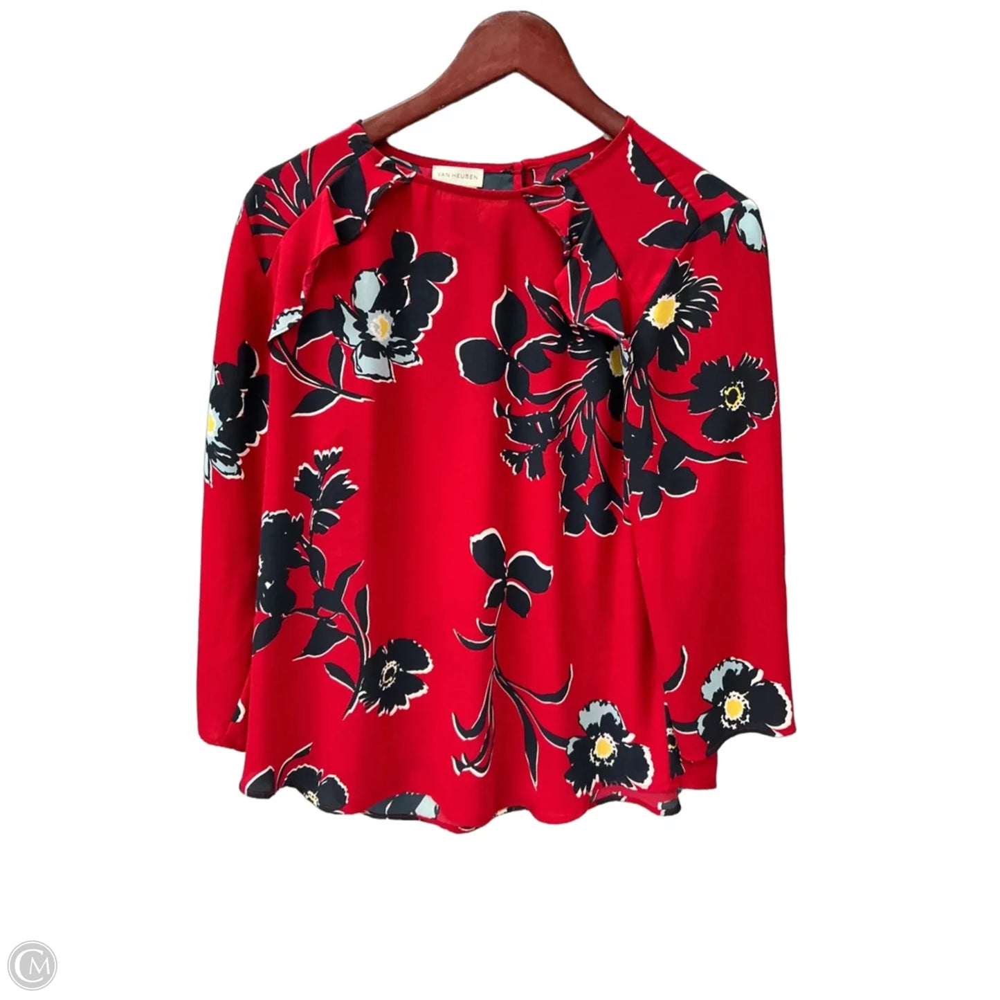 Top Long Sleeve By Van Heusen In Red, Size: M