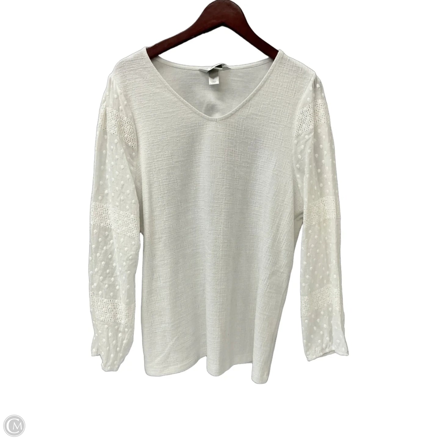 Top Long Sleeve By Cj Banks In White, Size: 1x