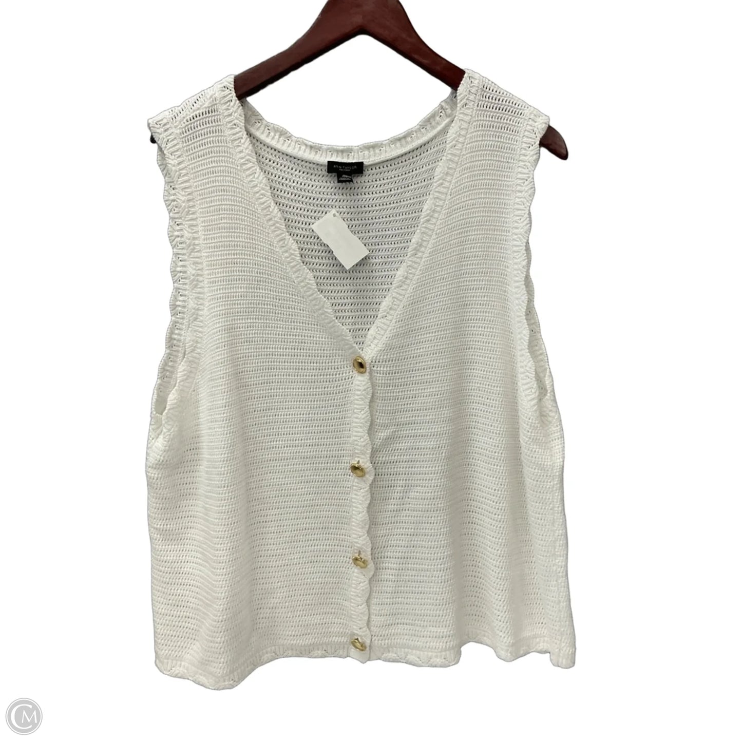 Vest Sweater By Ann Taylor In White, Size: 1x