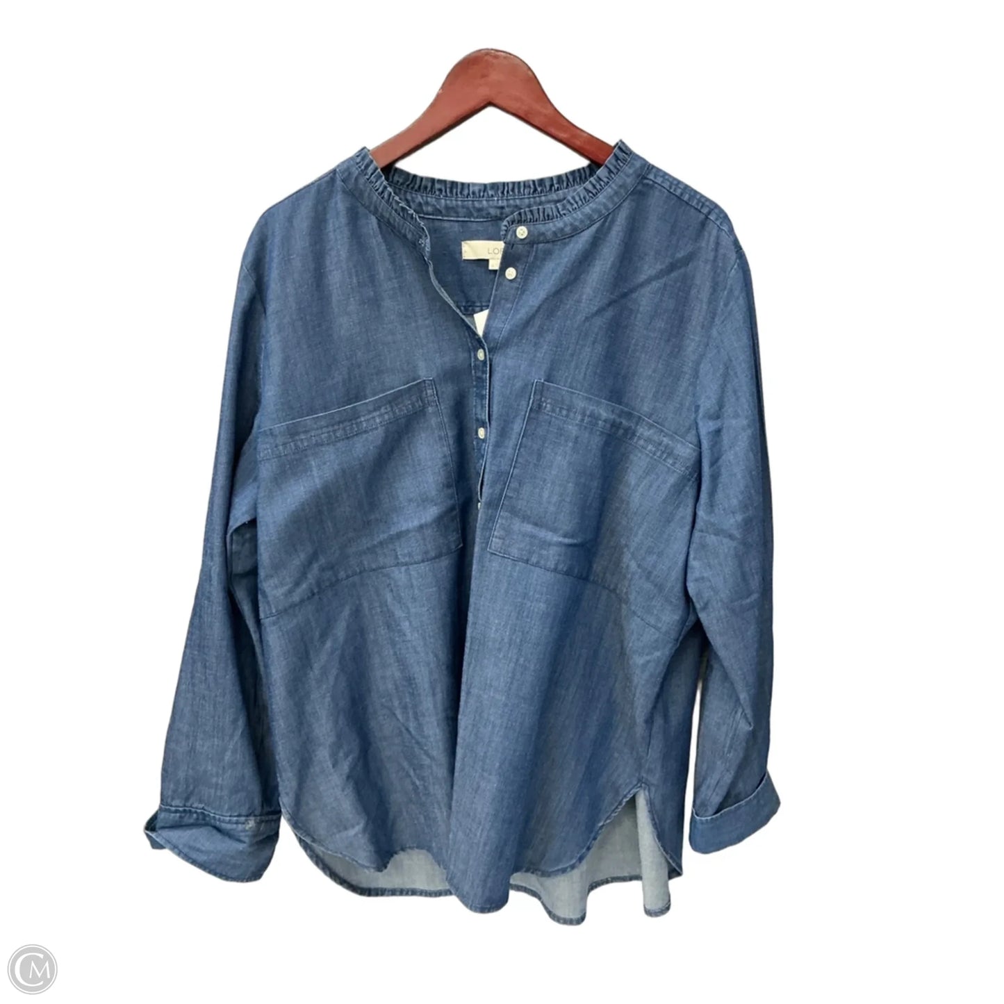 Top Long Sleeve By Loft In Blue Denim, Size: Xl