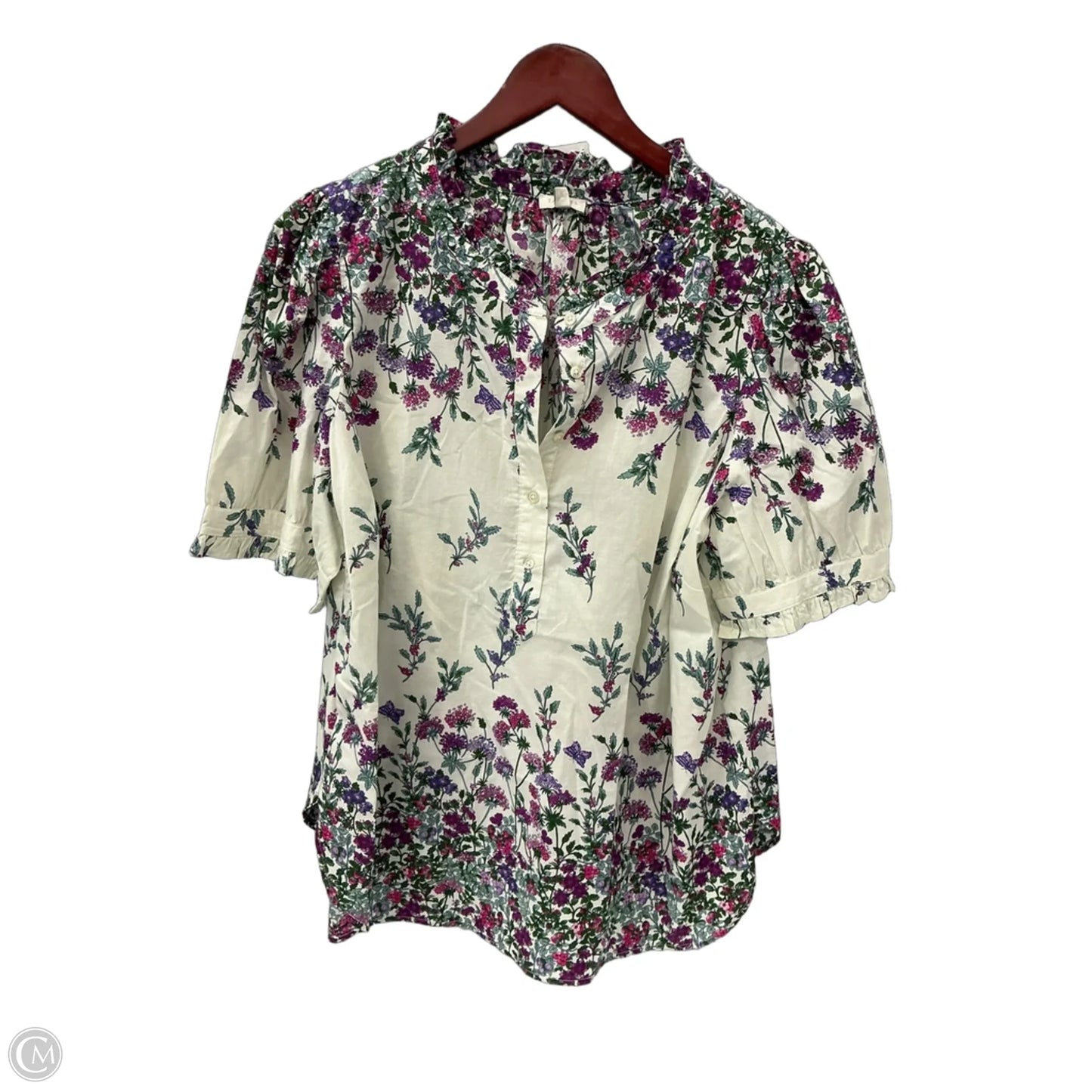 Top Short Sleeve By Talbots In Floral Print, Size: 1x