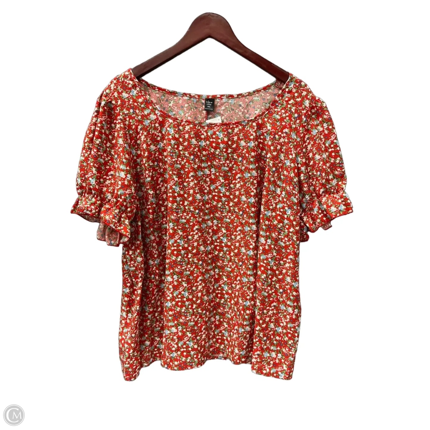 Top Short Sleeve By Shein In Floral Print, Size: 3x