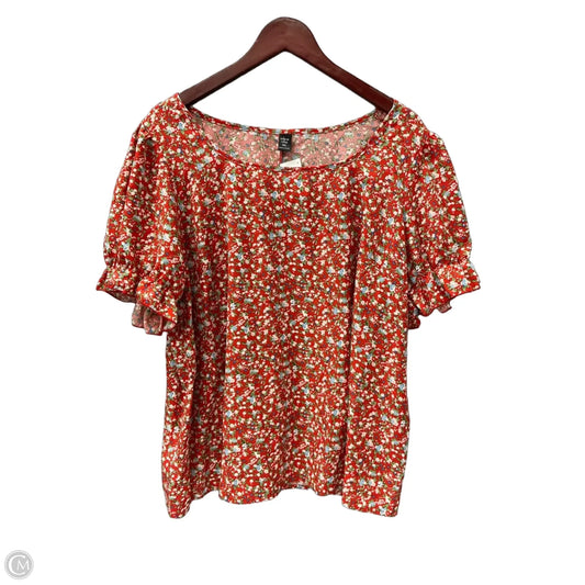 Top Short Sleeve By Shein In Floral Print, Size: 3x