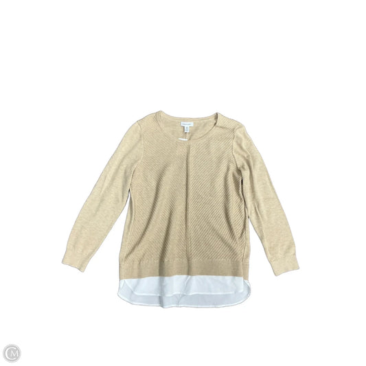 Top Long Sleeve By Calvin Klein In Tan, Size: M