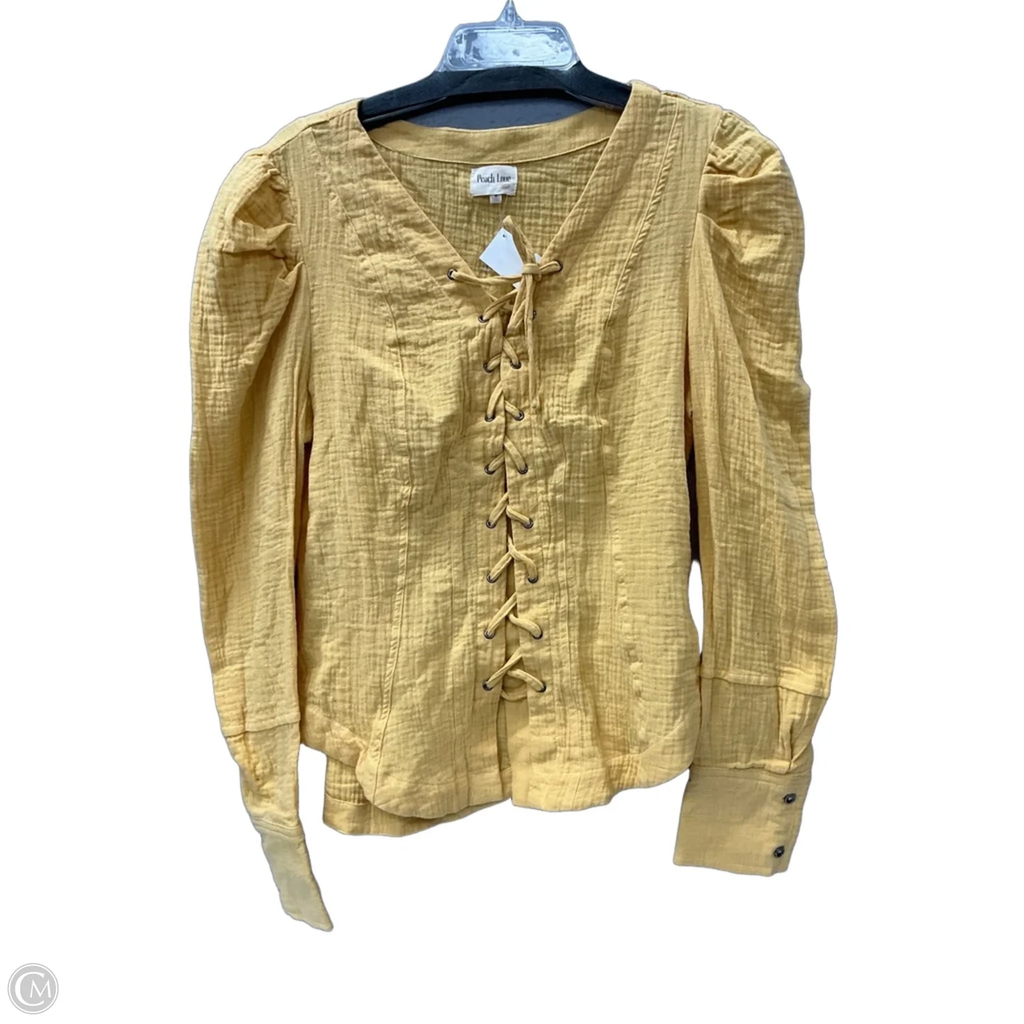 Top Long Sleeve By Peach Love Cream California In Yellow, Size: M