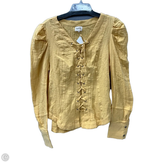 Top Long Sleeve By Peach Love Cream California In Yellow, Size: M